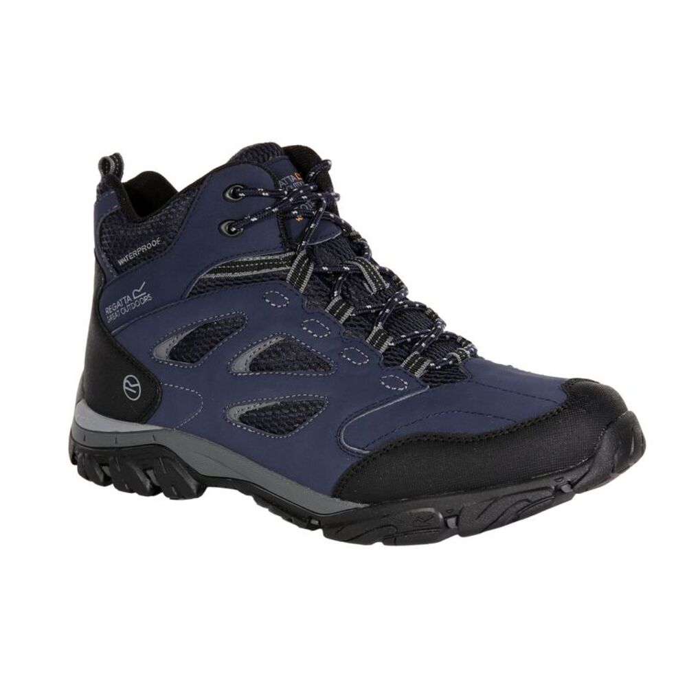Regatta Mens Holcombe IEP Mid Hiking Boots / Navy/Granite